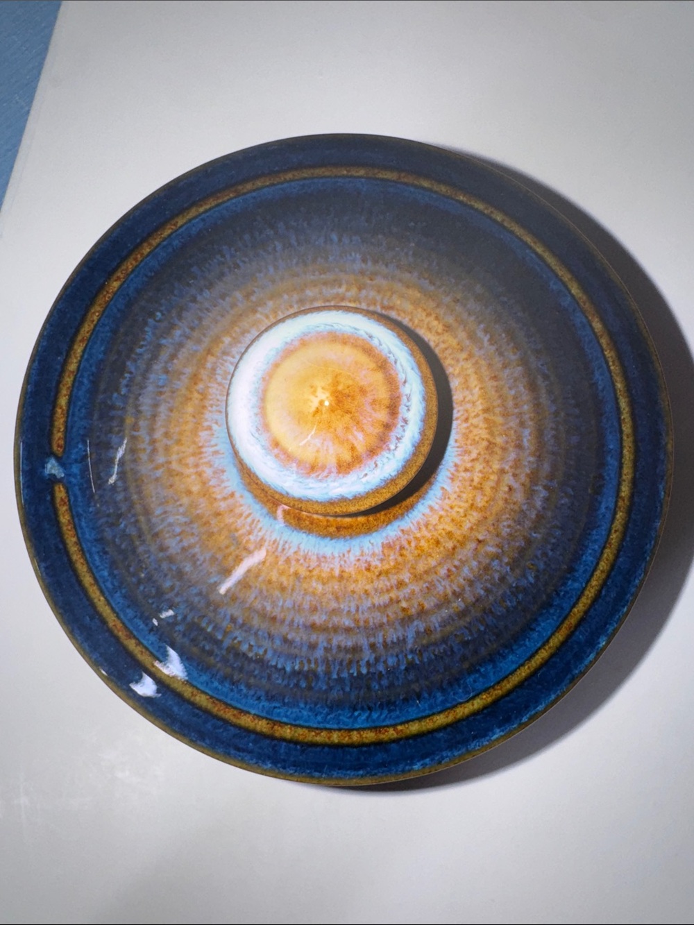 BILL CAMPBELL Pottery 8.5”x6” Lidded Canister Signed Blue - Picture 5 of 10